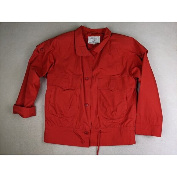 Vintage 80s 90s Women's Jacket Size Medium Mulberry Street Red Oversized Relaxed - Picture 2 of 16